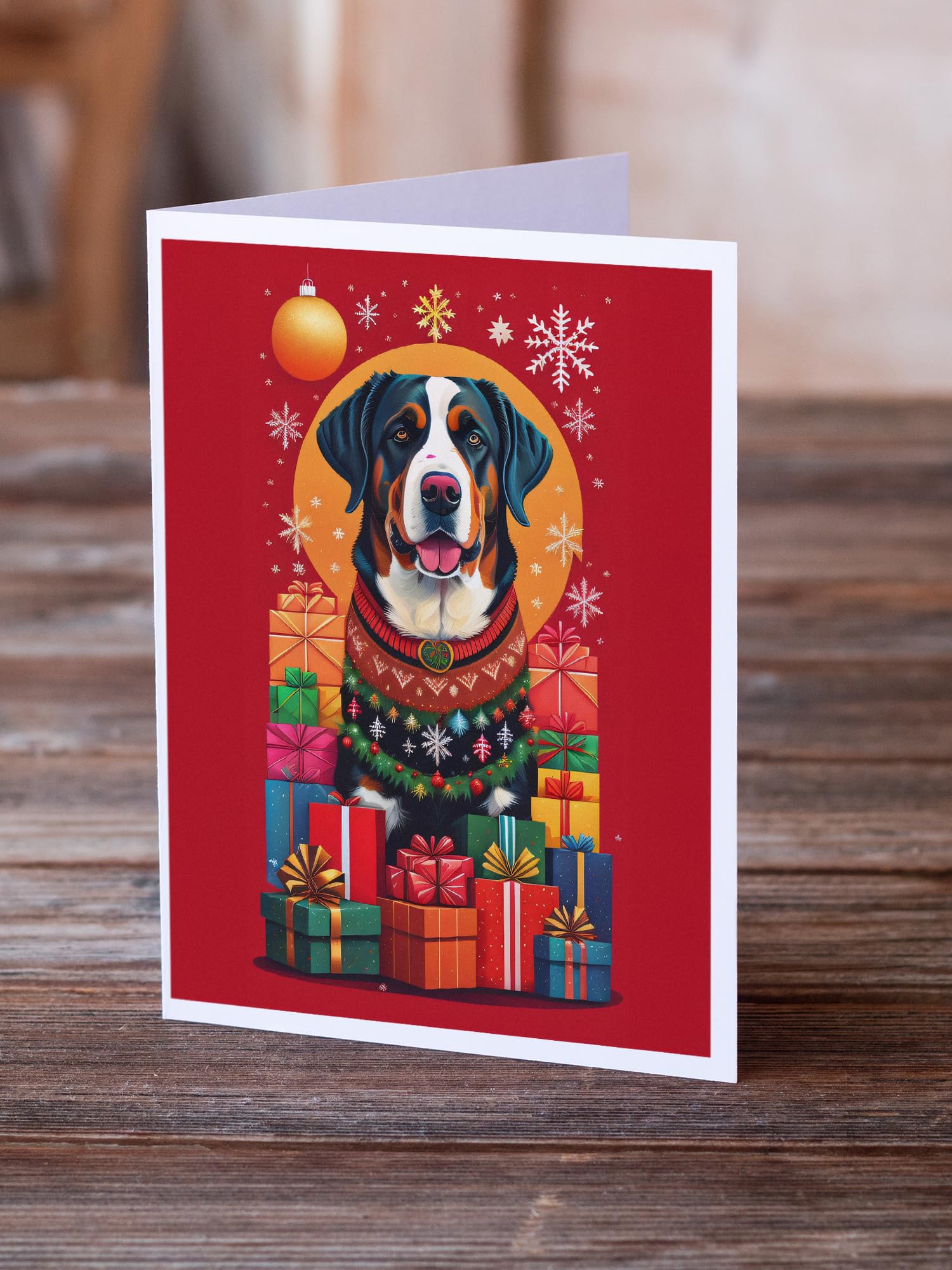 Greater Swiss Mountain Dog Holiday Christmas Greeting Cards Pack of 8 7 in x 5 in