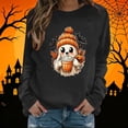 thumbnail image 2 of Aboser Womens Halloween Graphic Pullover Sweatshirt Cute Pumpkin Shirts Chic Clothes Soft Long Sleeve Crewneck Sweatshirts, 2 of 6