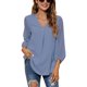 thumbnail image 1 of SAYOO Blusas de gasa de patchwork con cuello en V de manga 3/4 para mujer primavera otoño SAYOO moda, 1 of 6