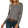 thumbnail image 4 of Sequin Tops for Women 3/4 Sleeve Dressy Sparkling Shirt Loose Fit Crew Neck Pullover Blouse for Evening Party, 4 of 7