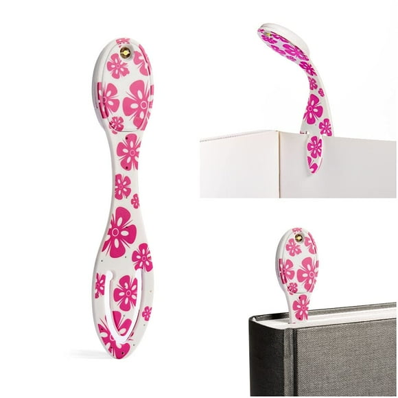 Flexilight Reading Light | 2 In 1 Bookmark Book Light | Led Clip On Reading Lamp | Children And Adult Book Torch For Reading In Bed | Book Accessories | Gift Idea Readers Book Lovers (Pink Flowers)