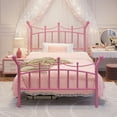 thumbnail image 2 of Amolife Twin Bed Frame, Metal Platform Bed with Crown-Shaped Headboard and Footboard, 12.6'' Under-Bed Storage Space, No Box Spring Needed, Pink, 2 of 11