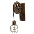 thumbnail image 2 of Aplique de pared de estilo industrial antiguo con polea de madera y hierro E27/E26 y pantalla tipo jaula para decoración de cafeterías y hogares, 2 of 8