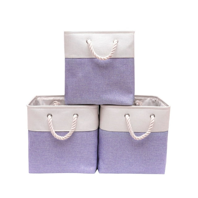DECOMOMO 3-Packs Foldable Cube Storage Bin with Rope Handles | Great for Organizing Closets, Offices and Homes