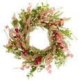 thumbnail image 2 of Northlight Cranesbill Geranium and Veronica Twig Wreath - 21" - Pink, 2 of 8