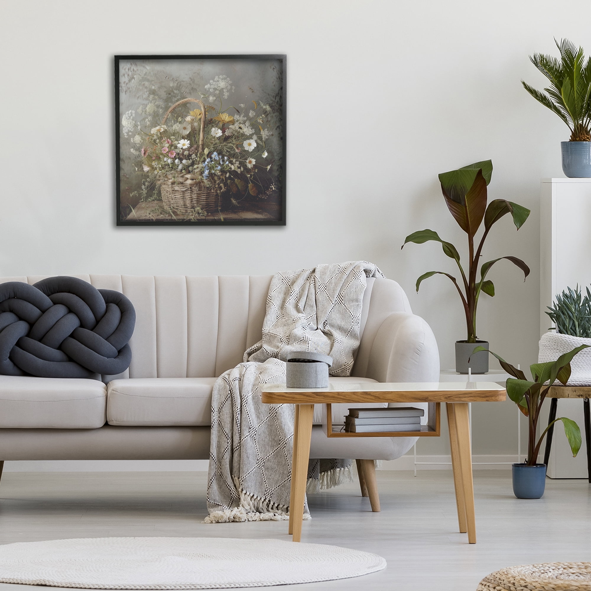 Stupell Industries Rustic Basket with Flowers Black Framed Giclee Art, design by Lazar Studio