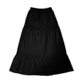 thumbnail image 3 of Women's Half Length Pleated Skirt Retro Elastic Waist Linen Hem Long Skirt, 3 of 3