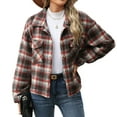 thumbnail image 4 of Futezty Plaid Flannel Shirt Long Sleeve Collar Button Down Blouses Tops for Women, 4 of 5
