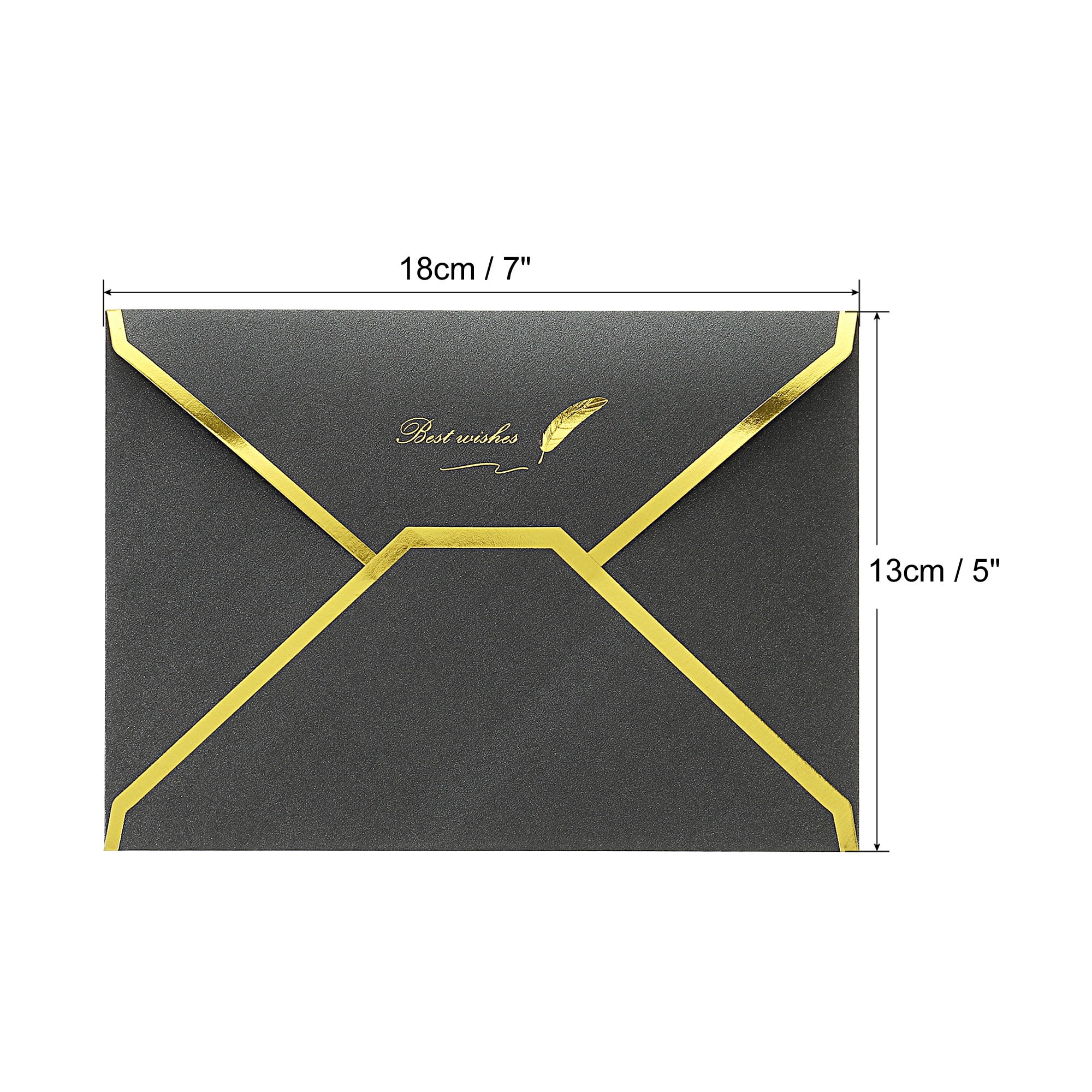 Unique Bargains V Flap Envelopes, 20 Pack 7x5'' Luxury Gold Border Greeting Card Envelope