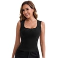 thumbnail image 4 of DARING DIVA Women's Wide Straps Square Neck Camisole Slimming Undershirt 3XL Black, 4 of 5