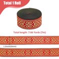 thumbnail image 2 of 1bundle Jacquard Ribbon 7.66 Yards 3.3cm Wide Ethnic style Jacquard Ribbons Red Floral Embroidery Trim Flower Polyester Trims for Clothing bag Sewing Decorations Gift Wrapping, 2 of 6