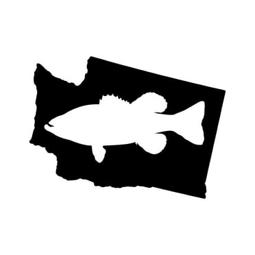 Washington Bass Sticker Decal Die Cut - Self Adhesive Vinyl - Weatherproof - Made in USA - Many Color and Sizes - state shaped largemouth fishing fish wa