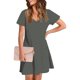 thumbnail image 5 of Vestido Corto de Verano de Moda de Color Sólido Vestido Casual de Cuello en V de Manga Corta, Desgaste Ligero de Poliéster para las Mujeres, Lavado de Manos, 5 of 7