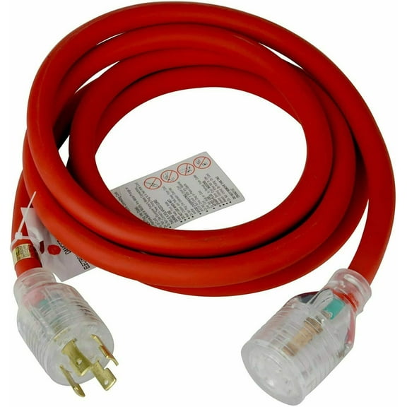 TEMCo 30 ft Extreme Cold Weather Generator Extension Cord L14-30 30 Amp Red