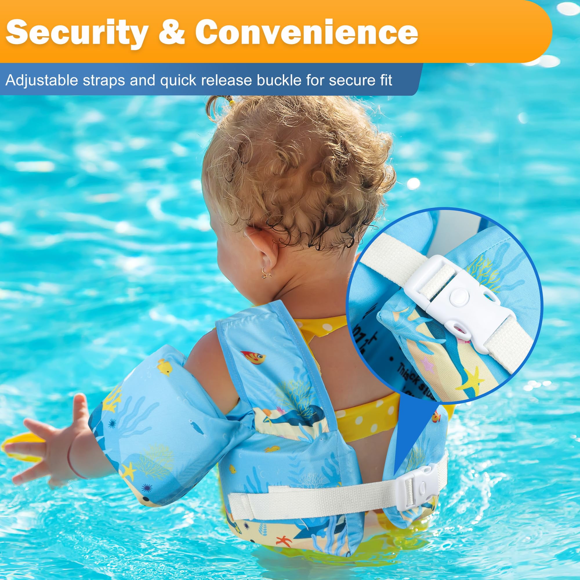 EHIOR  Swim Vest Kids Pool Floats with Shoulder Harness for 25-55 lbs Child - A Graceful Dolphin