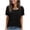 Black, variant on Tqcoqu Women's Metallic Trim T Shirt V Neck Short Sleeve Tee Casual Summer Tops,Black,Women's S-XXL