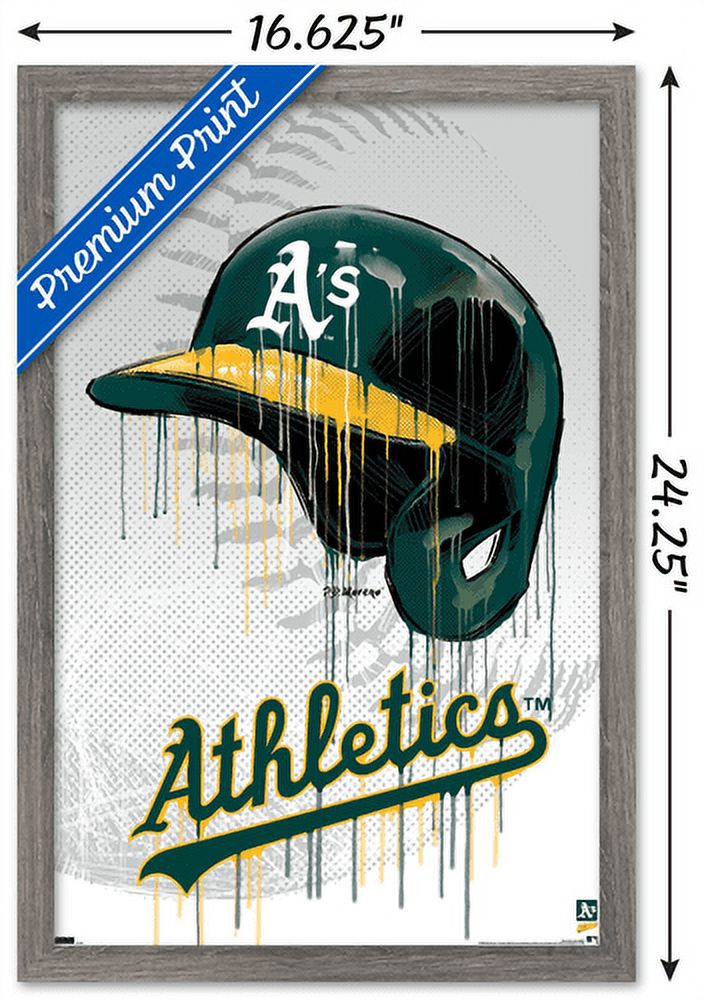 MLB Oakland Athletics - Drip Helmet 22 Wall Poster, 14.725" x 22.375" Framed