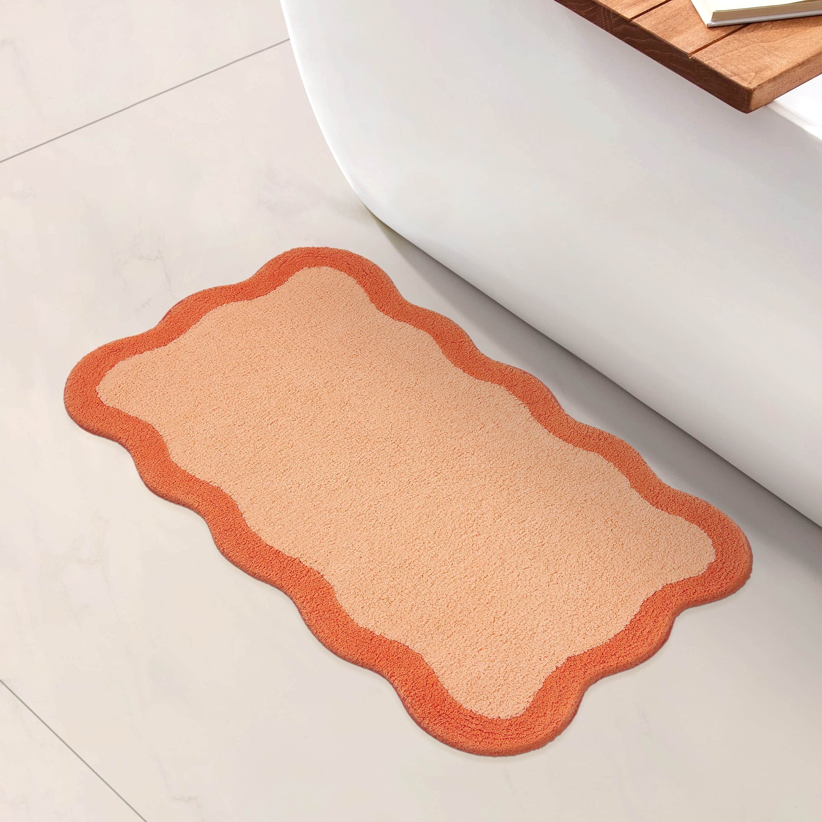 Mainstays by Becky G. & Alejandra 100% Cotton Scallop Bath Rug, Mimosa Light, 20" x 34"