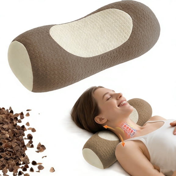 Gfplyw 3-in-1 Adjustable Buckwheat Pillow, Detachable Ergonomic Neck Support for Pain Relief, Side & Back Sleeper Pillow