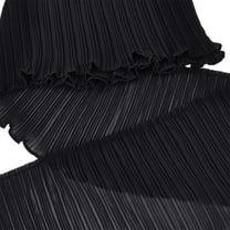 2 Yards 6-7/8 Inch Wide Ruffled Pleated Lace Trims Chiffon Fabric Elastic Ruffle Costume Collar Cuffs Lace Fabric Polyester Chiffon Trimmings Craft for DIY Sewing Wedding Home Decor Black