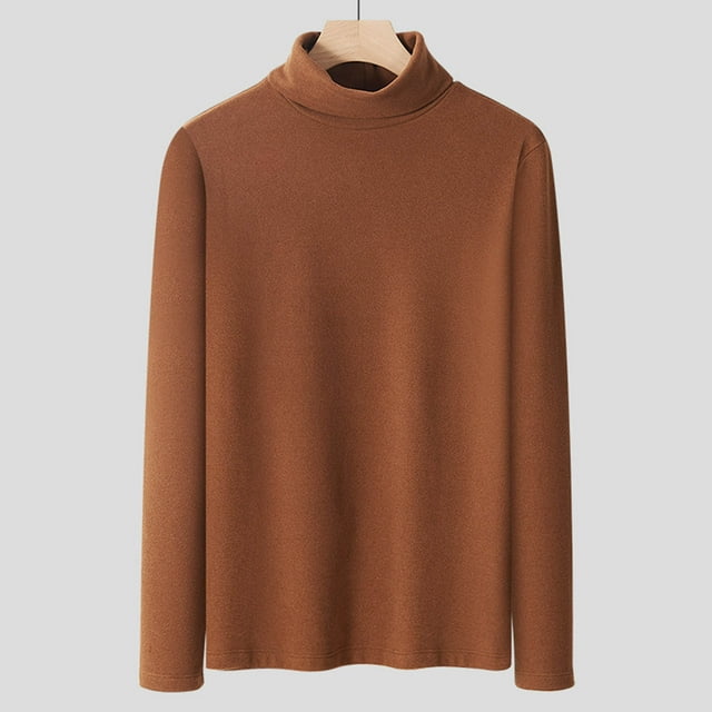 Timegard Fall Tops for Men High Neck Long Sleeve Comfy Thermal Underwear Solid Color Casual Shirts Tops