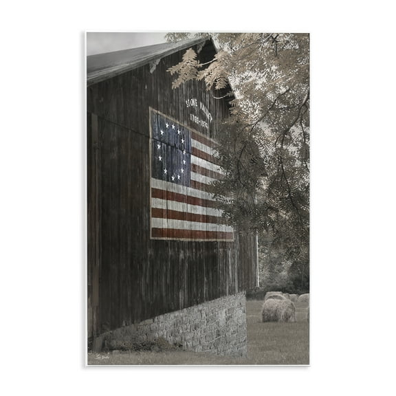 Stupell Industries Colonial Flag on Barn Patriotic Photography Unframed Art Print Wall Art, 10 x 15