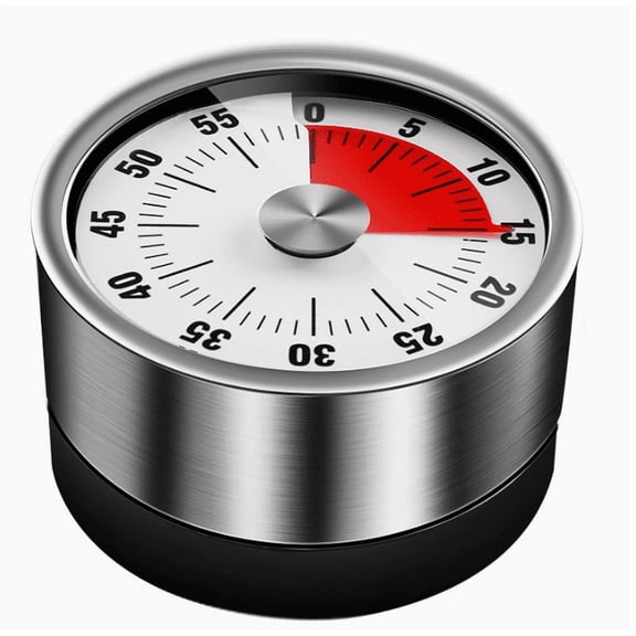 Digital 60-Minute Countdown Magnetic Stainless Steel Loud Alarm Silver Timers