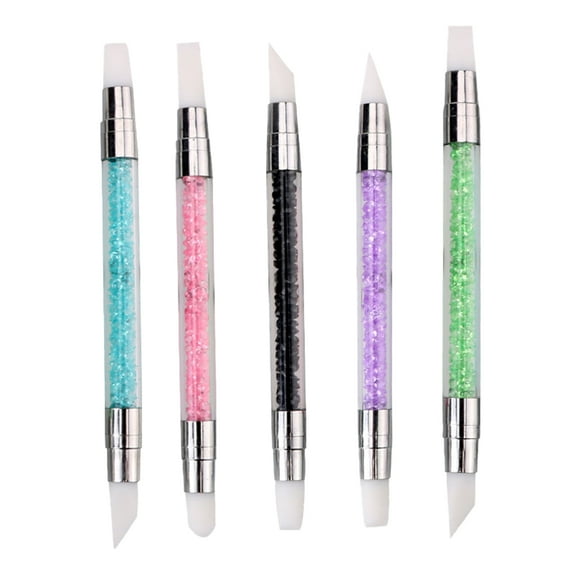 Eosunjian 5Pcs Nail Art Pen Silicone Brushes for Nails Dual Tipped Nail Design Brushes Ergonomic Sculpting Gel Brush Pen for Nail Art Wide Application Manicure Tool (1 Set)