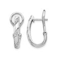 thumbnail image 1 of 1/8 Carat (ctw) Diamond Hoop Omega Earrings in 14K White Gold, 1 of 4