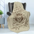 thumbnail image 4 of Humorous Soft Flannel Fleece Blanket, Funny Cat Face Sketch on Food Slice with in Pizza We Trust Words Print, Cozy Plush for Indoor and Outdoor Use, 50" x 70", Grey Yellow and Brown, by Ambesonne, 4 of 5