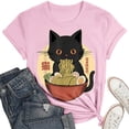 thumbnail image 5 of Womens Anime Cat Ramen Graphic T-Shirts Japanese Funny Graphic Short Sleeve Tees Kawaii Cat Anime Gifts Tops, 5 of 5