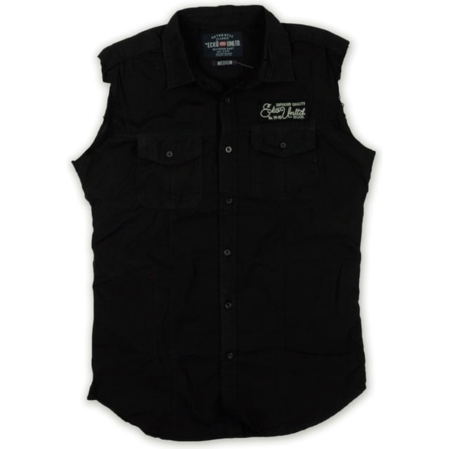 Ecko Unltd. Camiseta sin mangas con botones, tejido sólido, sin mangas, para hombre, negro, pequeño