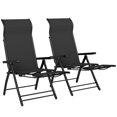 thumbnail image 1 of Ensemble de 2 Chaises Longues Pliantes pour Patio, Chaises de Terrasse d'Extérieur Inclinables à 5 Positions avec Repose-Pieds Rétractable, Maille Respirante et Cadre en Acier, Noir, pour le Bord de la Piscine, la Cour Ou le Camping, 1 of 7