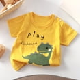 thumbnail image 2 of Quealent Boys Cartoon Dinosaur T-Shirt Collection Cotton Summer Short Sleeve Tee for Kids Casual Top for Boys Ages 1-7 Years (Light Yellow, 7-8 Years), 2 of 4