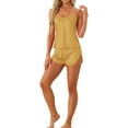 thumbnail image 2 of INSPIRE CHIC Women's Satin Pajamas Sets Cami Top with Shorts 2 Pcs Sleepwear Silky Pajama Set XS Glod, 2 of 6