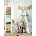 thumbnail image 6 of Besrey Kid Teepee Play Tent with String Lights & Thickened Mat,Kids Indoor Outdoor Playhuose Tent,Green, 6 of 7