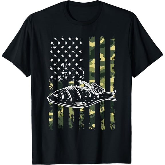 Exquisite and comfortable-Grilled Fish USA Flag T-Shirt