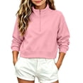 thumbnail image 3 of AKOEE Girls' Crop Sweatshirts Half Zip Plain Pullover Cotton Long Sleeve 5-16Y Sports Casual Loose Fall Tops (14-15 Years, Pink), 3 of 7