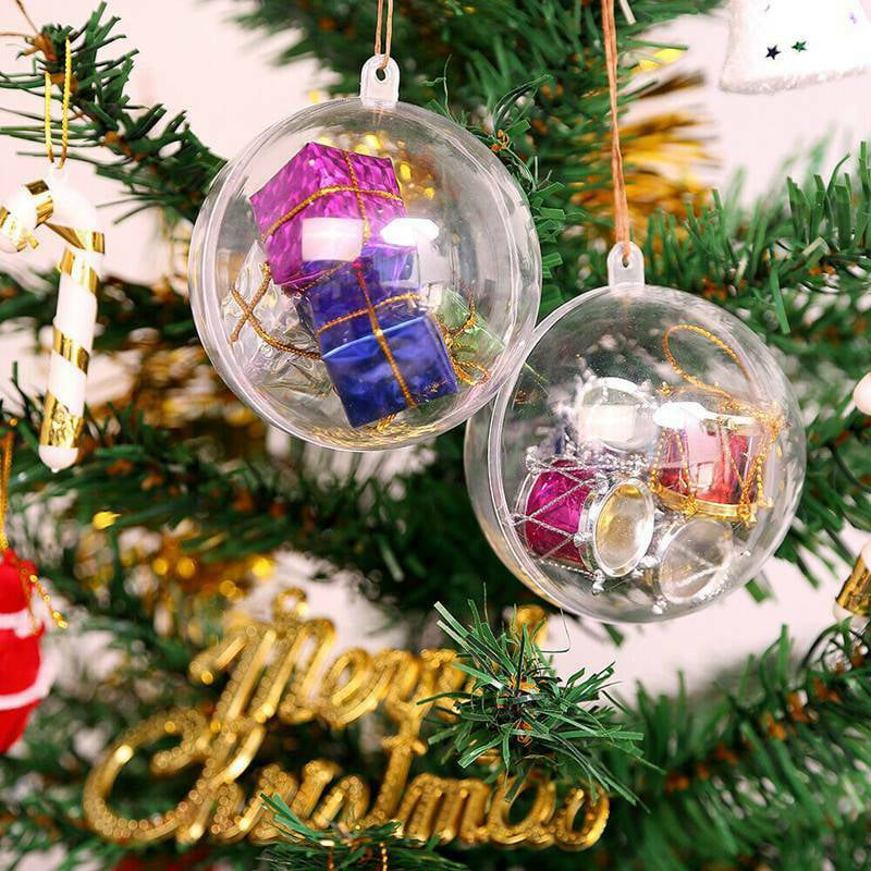 20PCS 5cm/8cm/10cm Clear Plastic Ball Christmas Party Decor Sphere Baubles Gifts 
