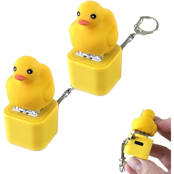 Lizard Keychain Sound, Colorful Light Sound, Portable Anxiety Relief Button Toy for Adults, Sensory Stress Reliever (Duck*2)