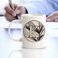 thumbnail image 2 of K 11oz Black and White Alphabet Monogrammed Initial Ceramic 11oz Coffee Mug, 2 of 5