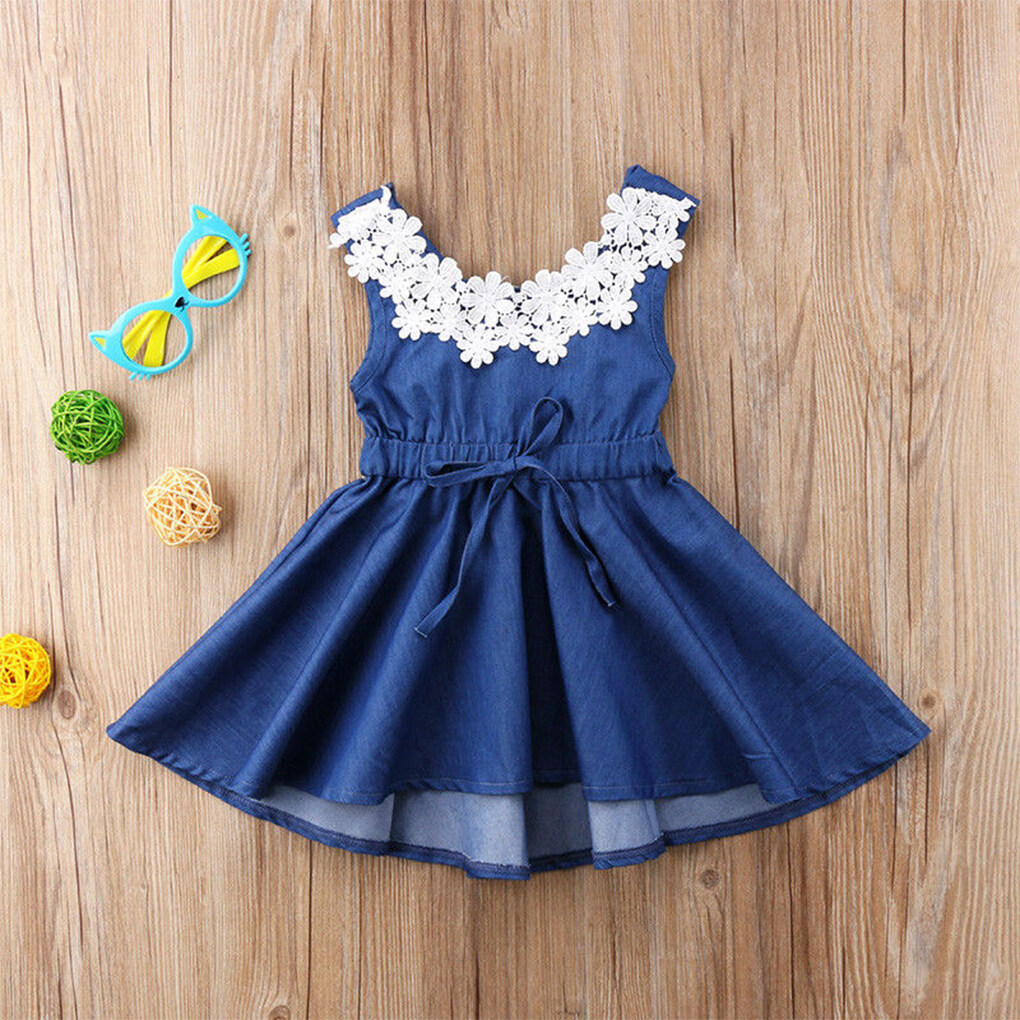 Baby Girl Jeans Dress Children Kids Dresses For Girls 3 4 5 6 7 8 9 10 Year  Birthday Mesh Outfits Dresses Girls Summer Denim Patchwork Evening Party  Formal Wear | Wish