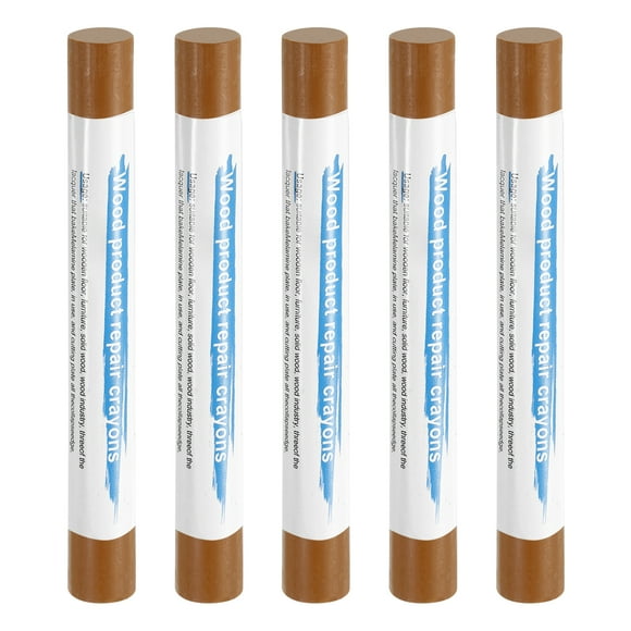 Uxcell 5pcs Wood Filler Sticks Wooden Wax Touch Up Furniture Repair Crayons for Scratch Cracks Hole Table Wood Floor, Golden Walnut