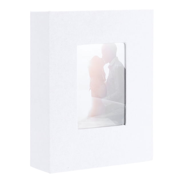 Álbum de Fotos Uxcell, Libro Pequeño de Cubierta de Lino de 4 x 6 para 100 Bolsillos que Sostiene 100 Imágenes para Boda, Familia, Aniversario, Blanco