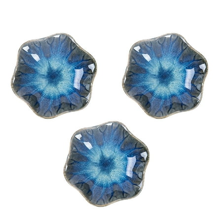 

3pcs Japanese Style Seasoning Plate Ceramic Tableware Lotus Leaf Dipping Sauce Dish