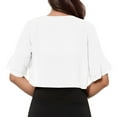 thumbnail image 3 of Women Shrug Soft Chiffon Open Front Sheer 3/4 Sleeve Bolero Cardigan for Evening Dress(L, White), 3 of 5