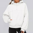 thumbnail image 2 of Sevevn Womens Long Sleeve Hoodie Fashionable Quarter Zip Pocket Hooded Sweatshirt, 2 of 5