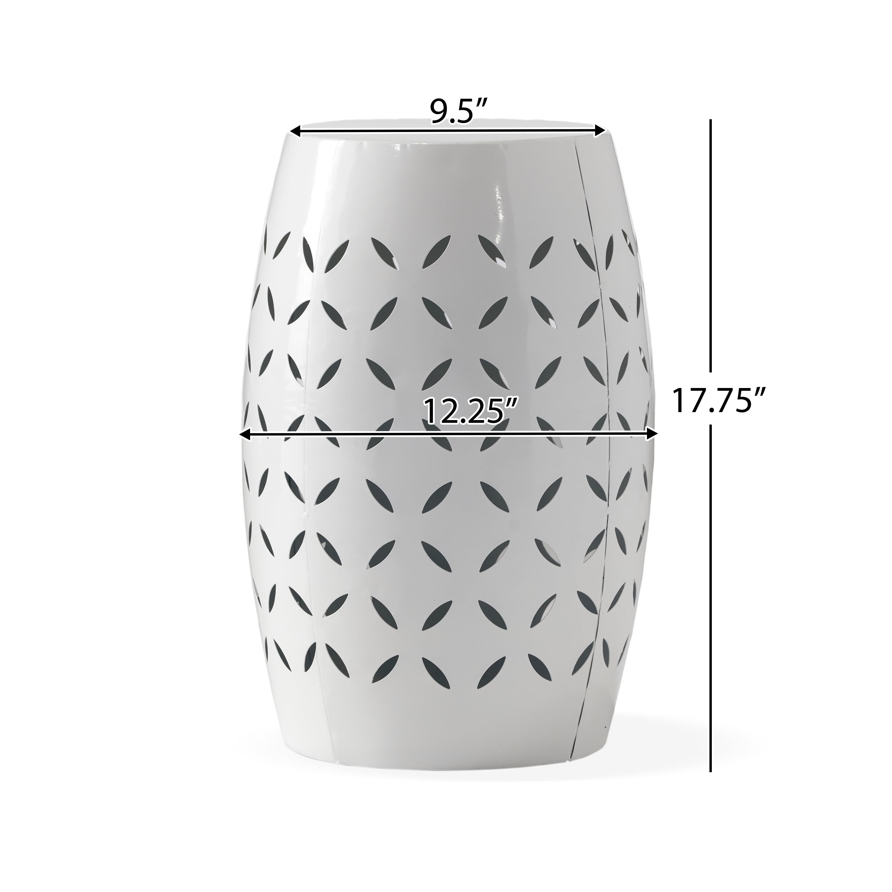 Euroco Lilac 12" Accent Side Table, Cylindrical Design End Table for Living Room, Family Room, or Entryway, Industrial Style,Coffee Side Tables for Indoor Outdoor, White Color