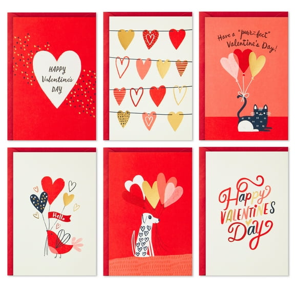 Hallmark Valentines Day Cards Assortment, Gold Foil (36 Cards and Envelopes)