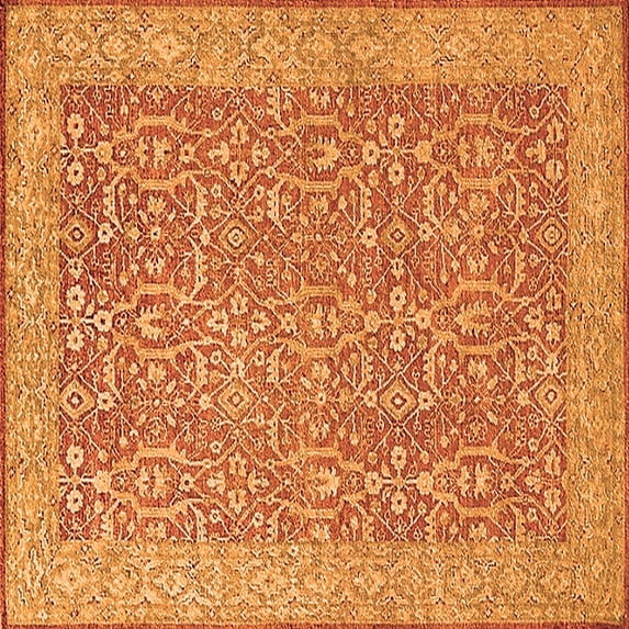 Ahgly Company Indoor Square Oriental Orange Traditional Area Rugs, 7' Square